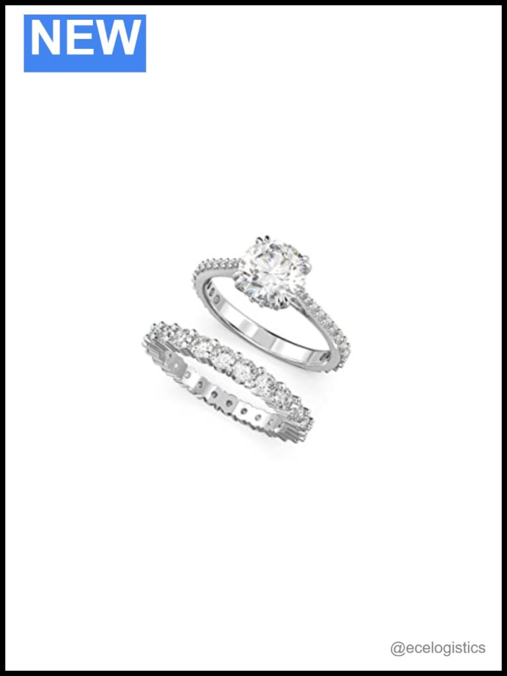 Swarovski Constella Ring Set Clear Crystals Rhodium Plated Finish
